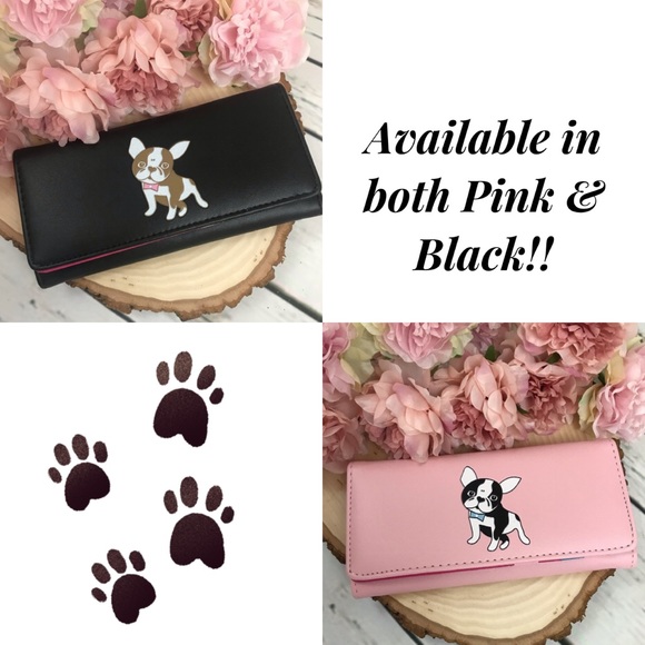 Black Vegan Leather Black & White Dog Clutch Wallet - Picture 10 of 10